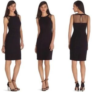 WHBM Black Sleeveless Mesh Back Sheath Dress